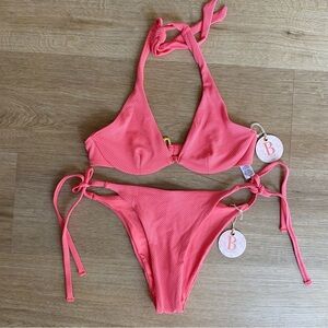 Revolve x B Swim Textured Pink Grapefruit Bikini
